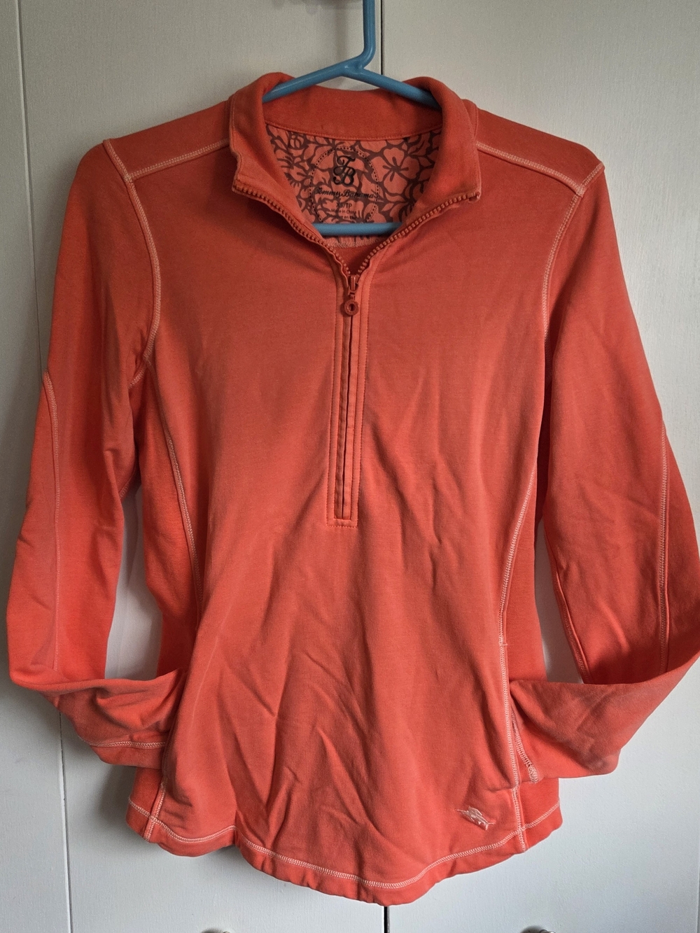 Tommy Bahama Aruba Half Zip Sweatshirt Coral Pullover Soft Cozy Women's